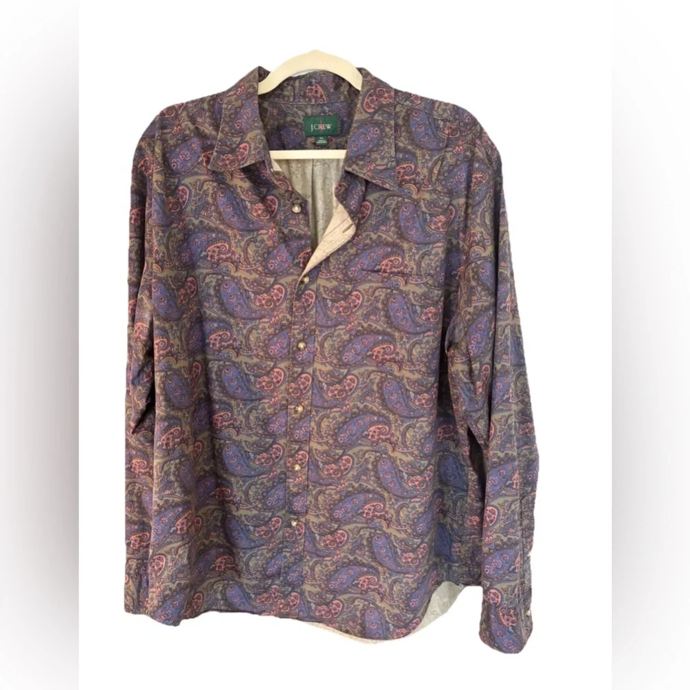 J. Crew Men's Paisley Button Down Shirt - Blue and Purple